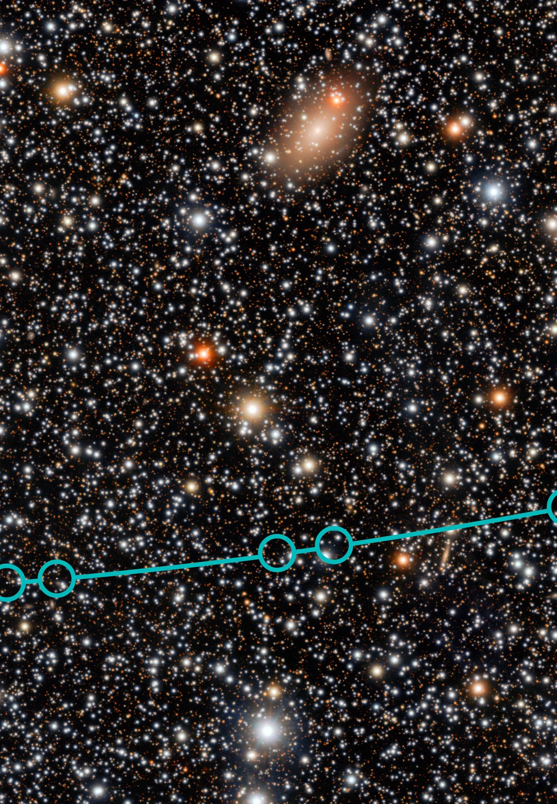 Chart of the pathway of 2026 ED138 during May 2026, with circles marking each detection along a line.
